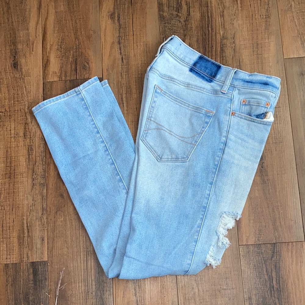 Hollister Light Blue Stacked Slim Straight Jeans